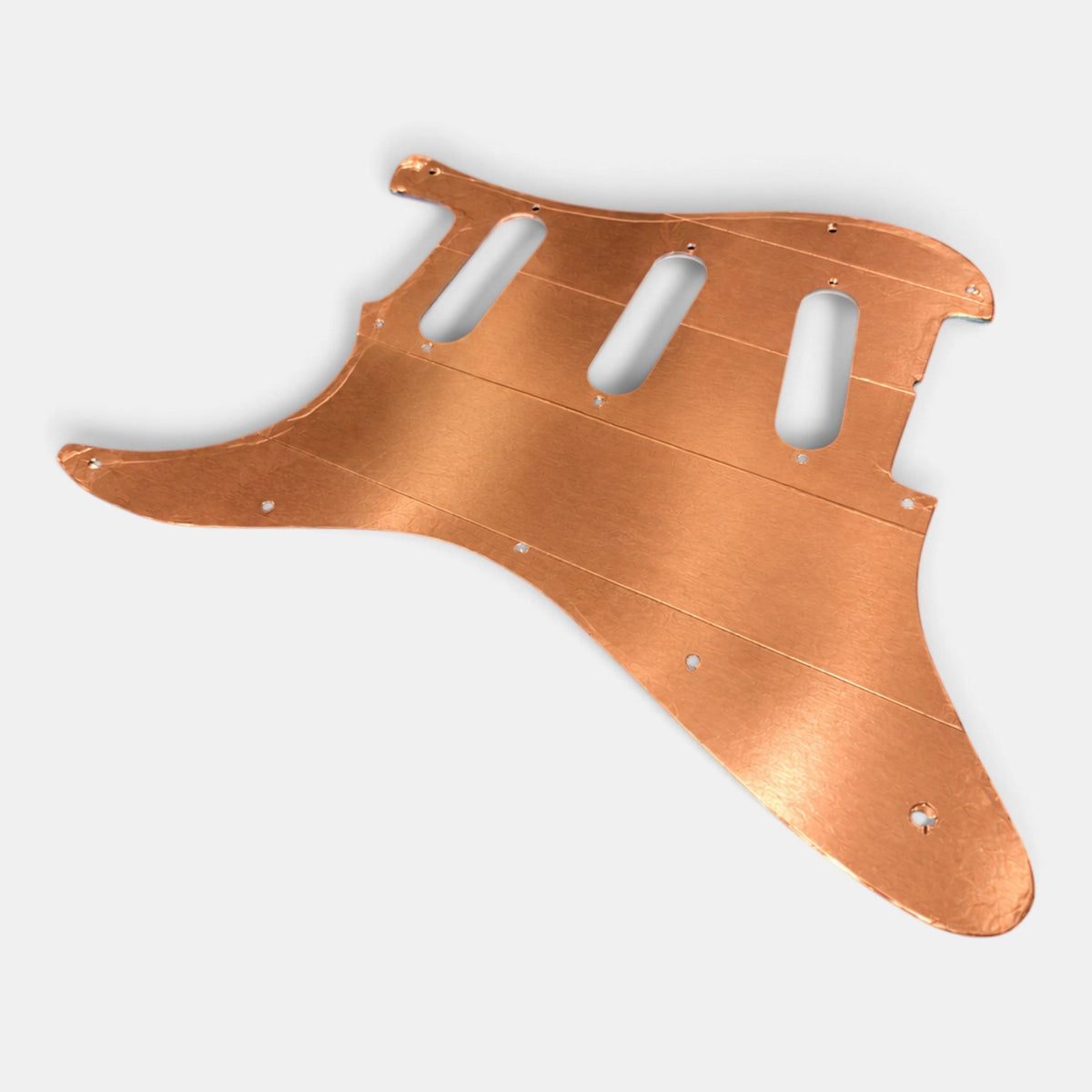 Copper shielding on the back of the custom ST-style pickguard