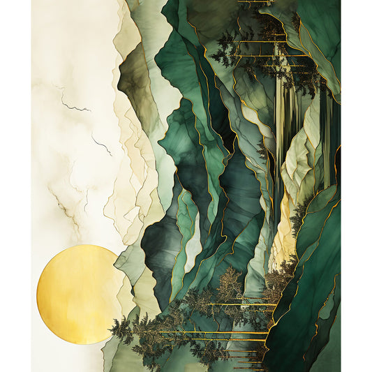 Green Forest artwork, full 50×60 cm guitar skin design