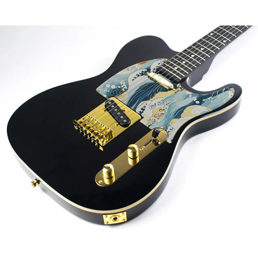 Tele-style guitar with a custom artwork pickguard