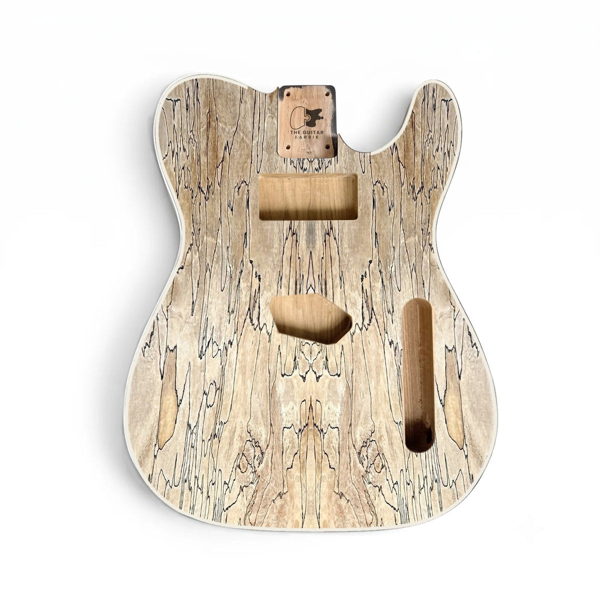 TL-style guitar body, spalted maple veneer, white binding
