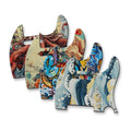 Tele pickguards printed with four different artwork designs