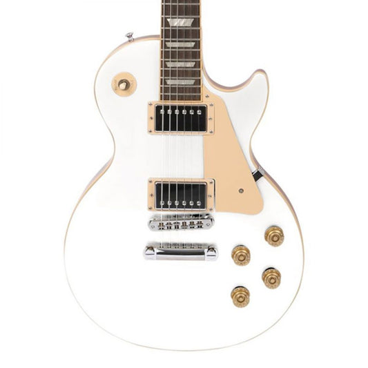 Electric guitar body finished in bright white Classic White nitrocellulose lacquer, front view