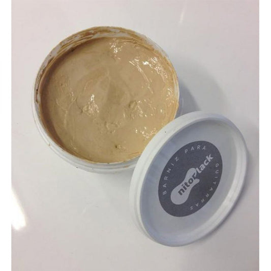 Grain Filler Waterbased Natural in open container showing natural tan paste with lid beside