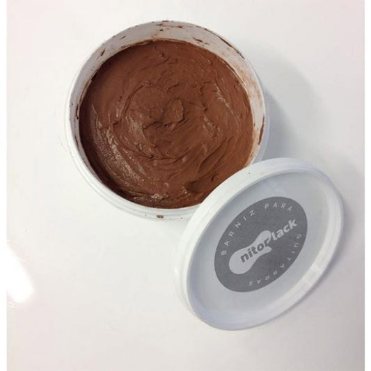 Rosewood waterbased grain filler in open white container showing rich brown paste texture from above