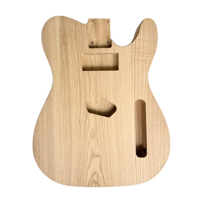Ash TL-style guitar body, top view, unfinished