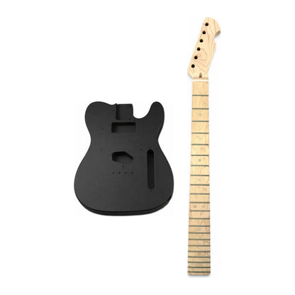 Pre-painted TL-style body in black matt with a clear coated maple neck, before the skin