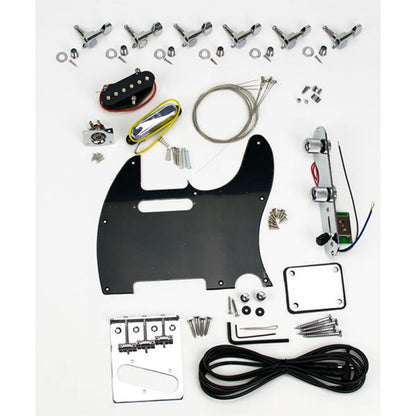 Chrome hardware, pickups, solderless wiring and pickguard in the box