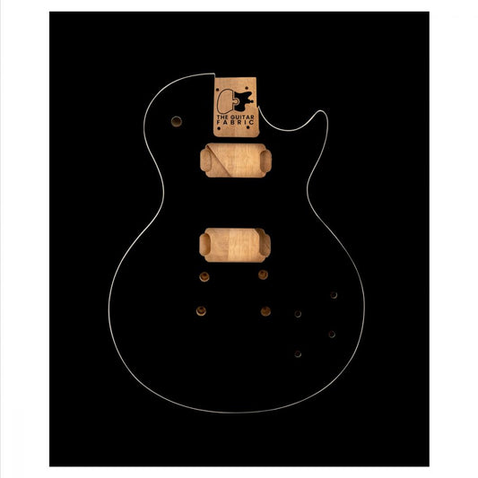 Glossy Black Guitar Skin front view showing glossy vinyl sheet on electric guitar body outline