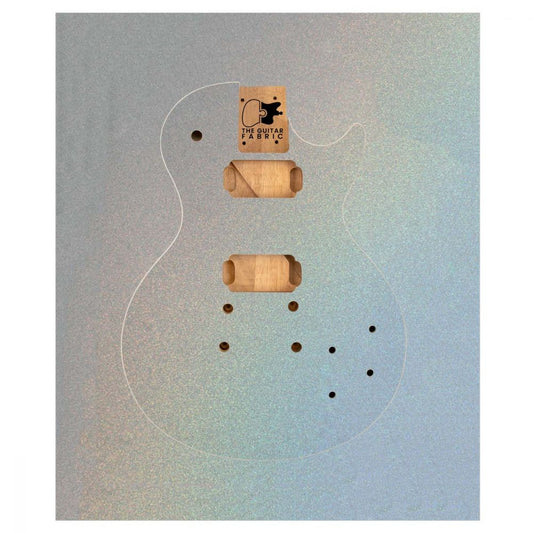 Rainbow Laser Guitar Skin 50x60cm flat sheet showing iridescent holographic gradient with guitar body outline