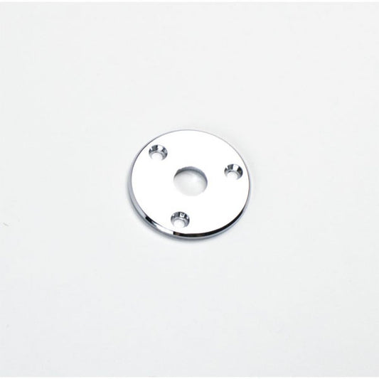 Chrome Flying V jack plate shown from front with centered socket opening and four mounting holes