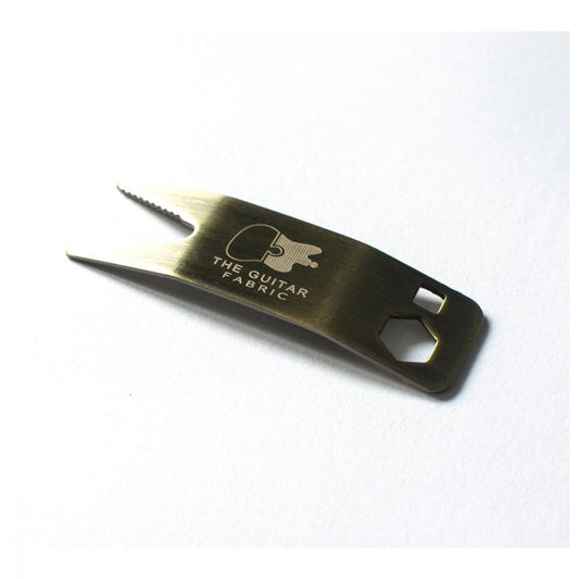 Guitar Tool Wrench Knobs Lifting by The Guitar Fabrik, top angled view showing metal construction with dual socket openings