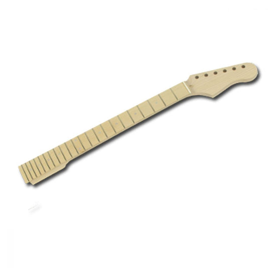 ST maple guitar neck front view showing 22 frets and white dot inlays