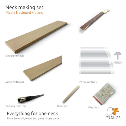 Neck making set with a maple fretboard