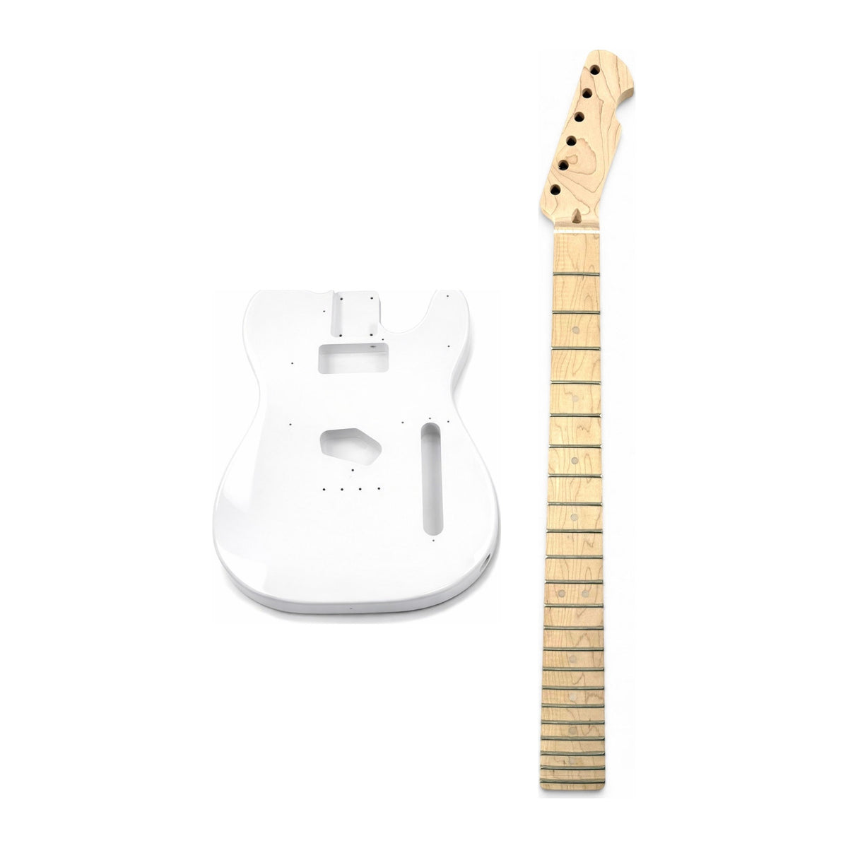Pre-painted TL-style kit, white gloss mahogany body with a clear gloss maple neck
