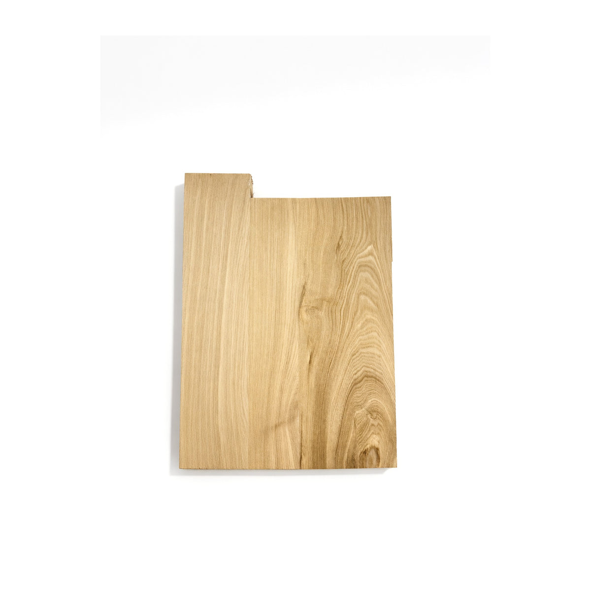 Glued 3-piece ash body blank for an ST-style guitar body, seen from the front