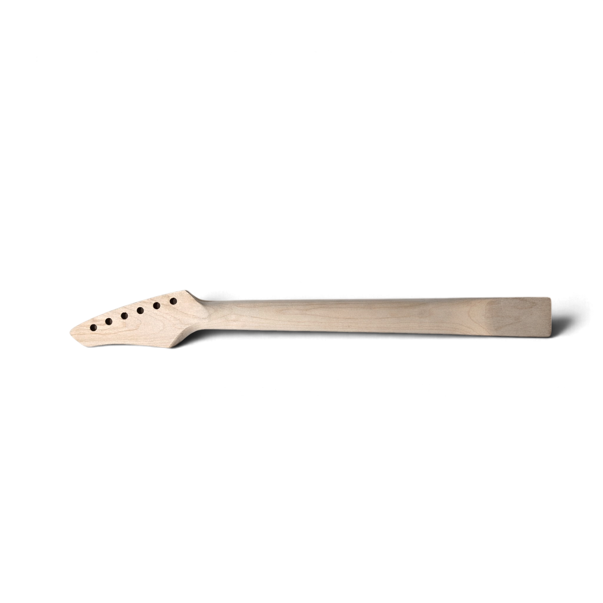 Back of the unfinished sword headstock neck in bare maple
