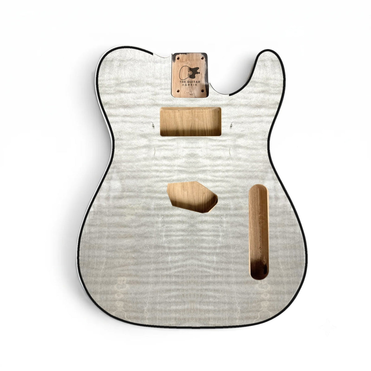 TL-style guitar body, ash flame veneer, black binding