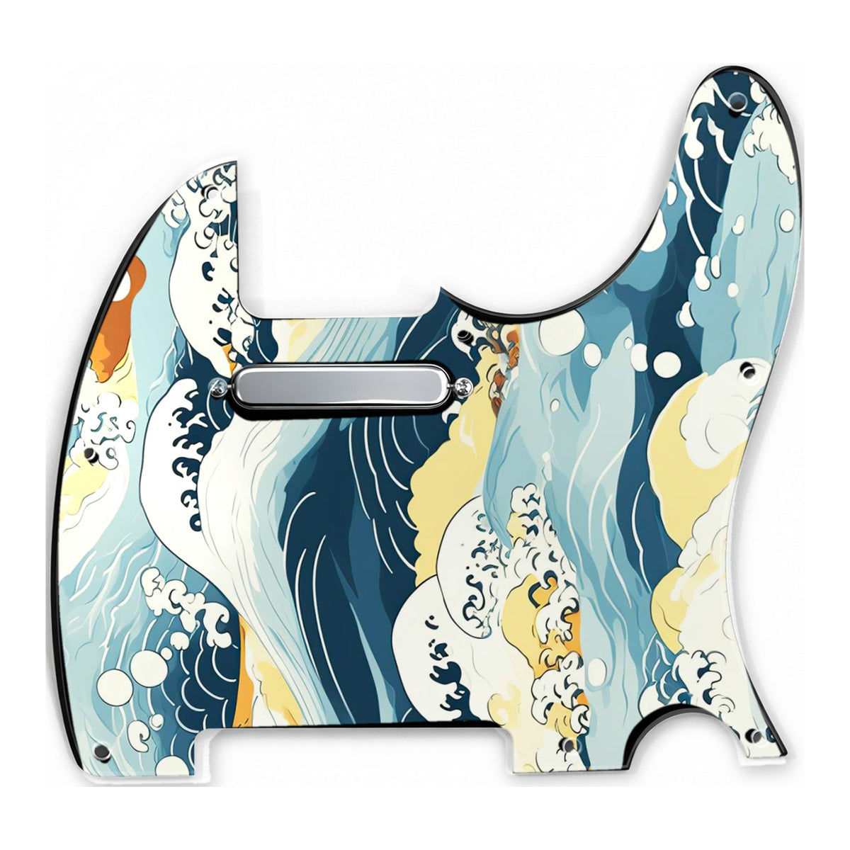 Loaded TL-style pickguard printed with a Japanese wave artwork