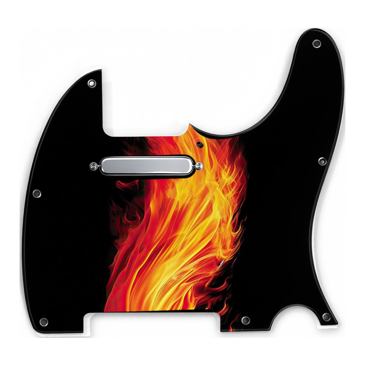 Loaded TL-style pickguard printed with a flame artwork