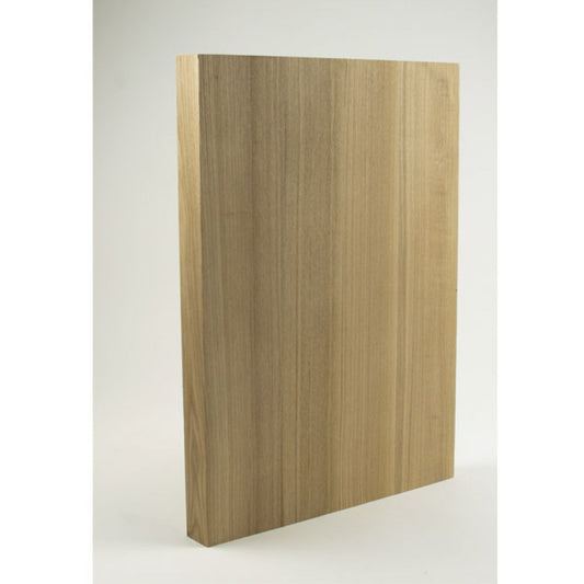 Ash wood block angled side view showing grain and edge thickness for guitar body crafting
